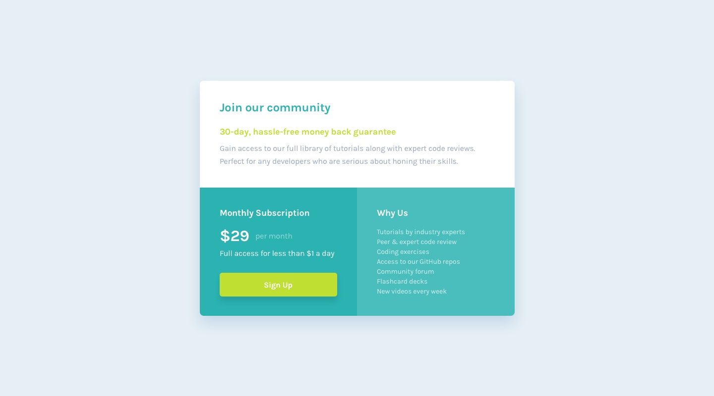 single-price-grid-component